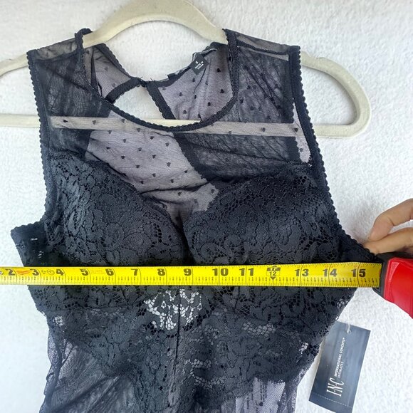 NWT INC International Concepts Bodysuit Women Small Black Mesh Grunge Cheeky - Picture 4 of 13